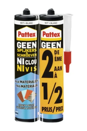 Pattex Duopack Geen Spijkers & Schroeven Binnen & Buiten Wit 400 gram Uitverkoop